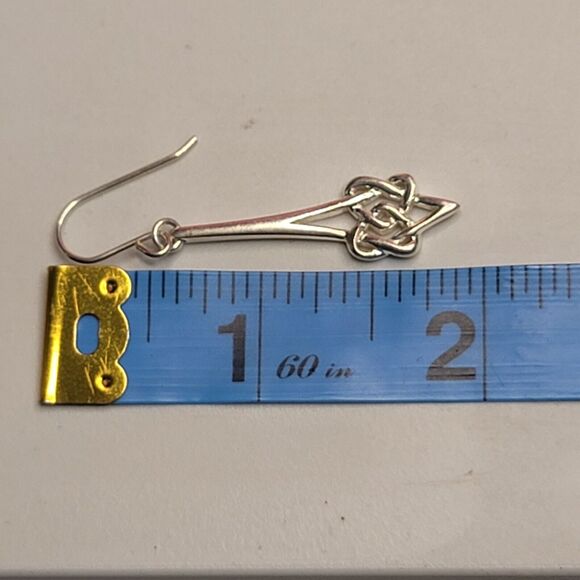 Vintage STERLING Irish Medieval Twisted Interlace CELTIC KNOT Dangle Earrings - Picture 5 of 6